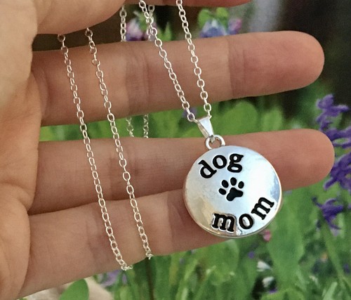 Dog Mom Necklace Charm Pendant on .925 Sterling Silver Chain I Love My Dogs Lady - Picture 2 of 9