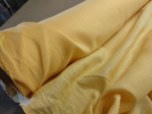 100% linen fabric - yellow - french belgium flax dense medium - for clothing - Picture 6 of 7