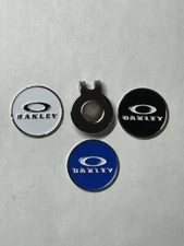 (3) Rare Oakley Ellipse 1" Coin Style Golf Markers With Bonus Hat Clip 