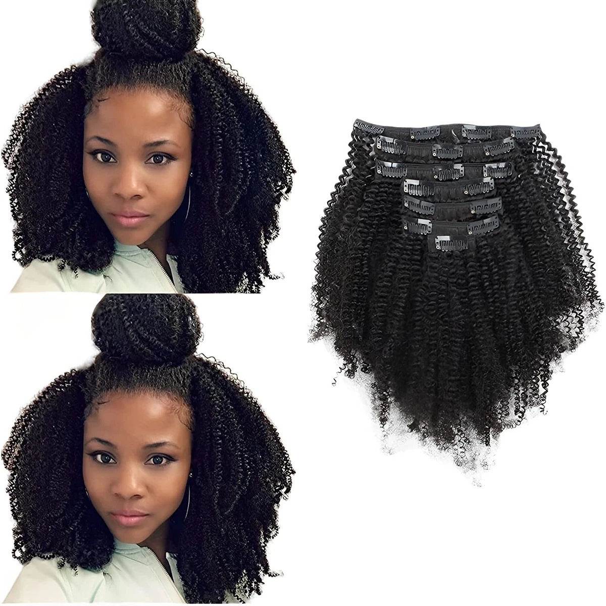 Double Weft 8A Grade Big Thick Afro Coily 4B 4C Clip in Human Hair