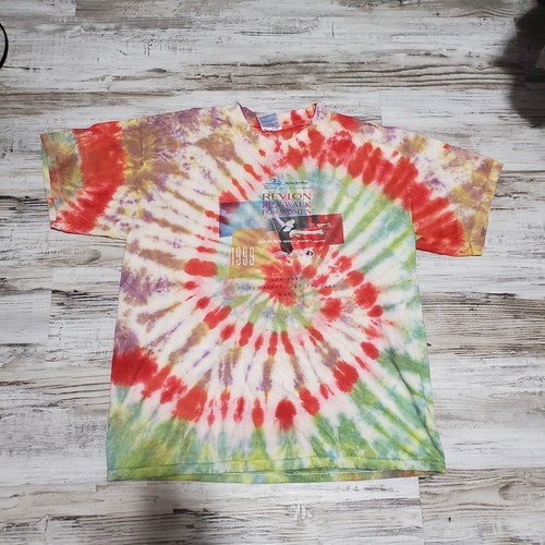 1999 Revlon Run Walk For Women Tye Dye Adult Shirt Size Large Spiral ...