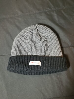Beanie hat Cuffed Knit Stretch Skull cap 3M THINSULATE Insulation Stripe Gray