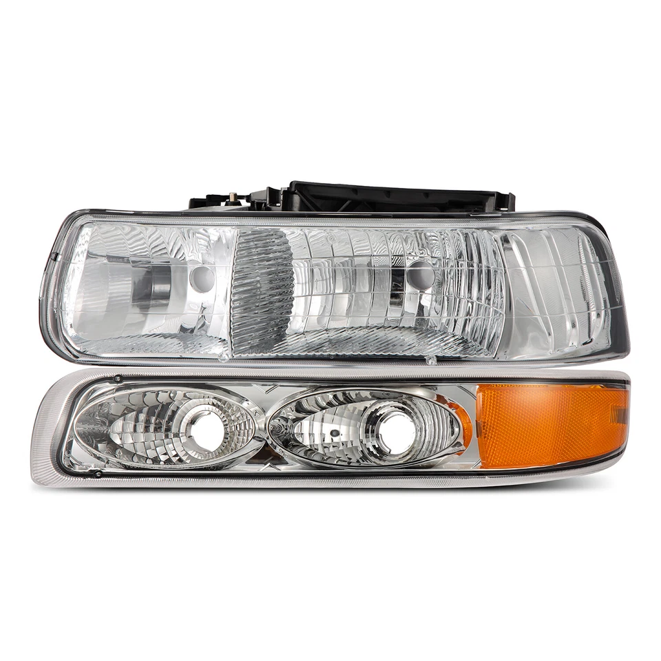 Par de faros cromados de repuesto para Chevy Silverado Suburban 1999-2002 Foto 2 de 4