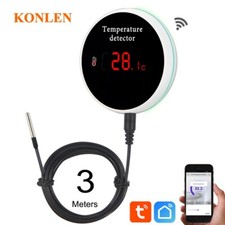 Tuya Smart Home Wifi Temperature Sensor 3M Wire Thermometer for Room Water Pool