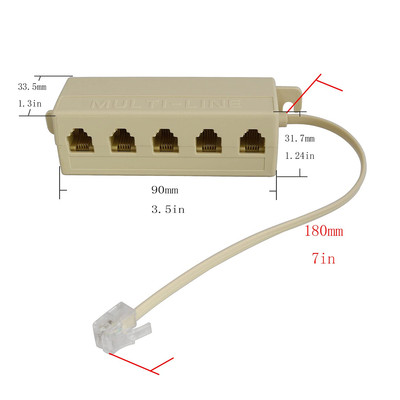 Five-Way Phone Splitter 2PCS RJ11 6P4C Telephone Line 1 Male to 5 Female Modu...