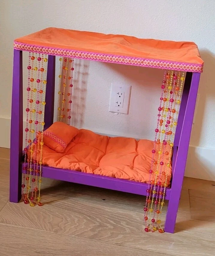 ❤️American Girl Julie’s Groovy Beaded Bed, Mattress, Pillow Canopy Boho Retired! - Image 2 of 4