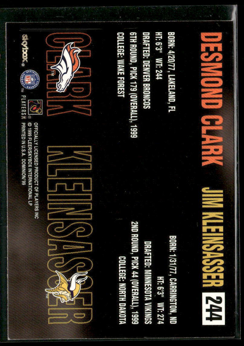 1999 SkyBox Dominion #244 Desmond Clark / Jim Kleinsasser | eBay