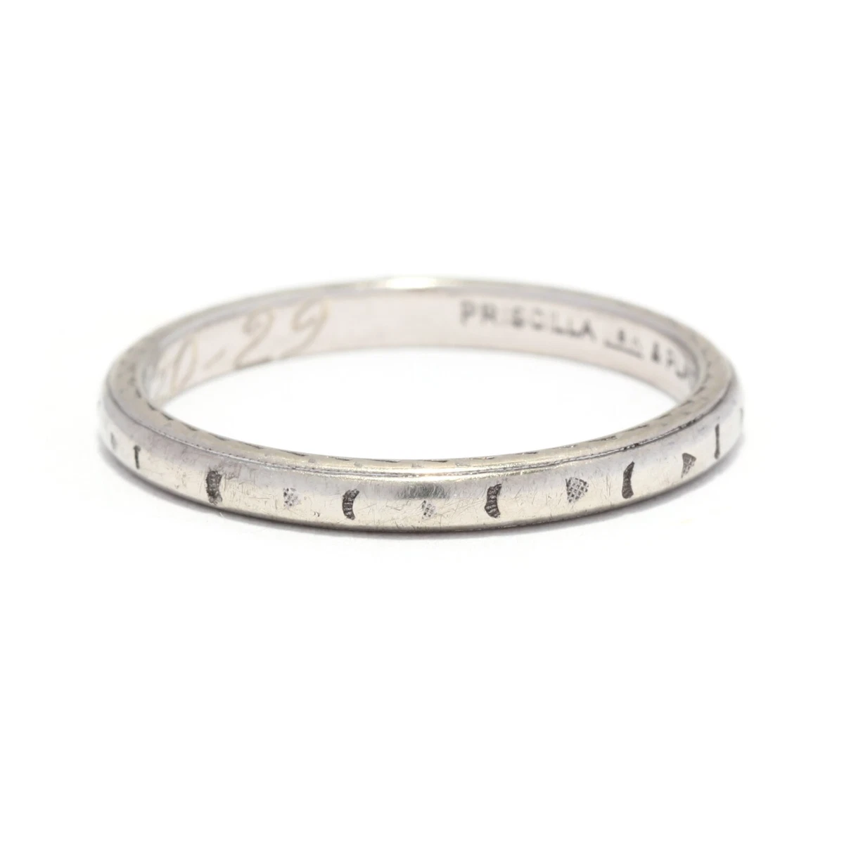 Platinum rings with outlet names engraved