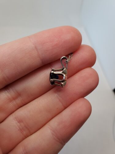 Diamonique DQ Blue Sapphire Round Buttercup Sterling Silver Pendant Necklace - Picture 5 of 8