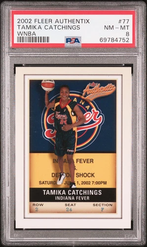 2002 Fleer Authentix WNBA #77 Tamika Catchings PSA 8 Indiana Fever Tennessee