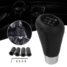 Car Gear Stick Shift Knob Shifter Lever Leather Black Universal Manual 5 Speed
