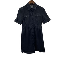 Willi Smith Size 6 Roll Tab Sleeves Blackwash Chambray Dress