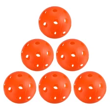 6pcs Indoor Pickleball Balls USA Approved 26 Hole Orange