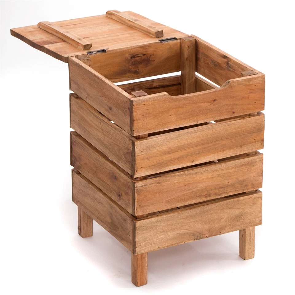 HOLZ HOCKER "STORAGE 50" | 50x35x35cm (HxBxT), Altholz massiv | Wäschekorb - Bild 3 von 4