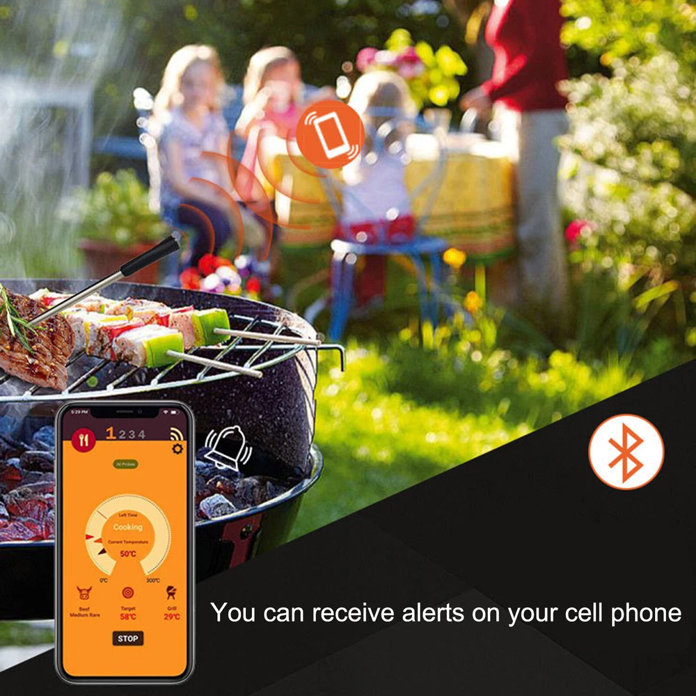 Meat Thermometer Wireless Grilling BBQ Smoker Kitchen Cooking iOS / Android