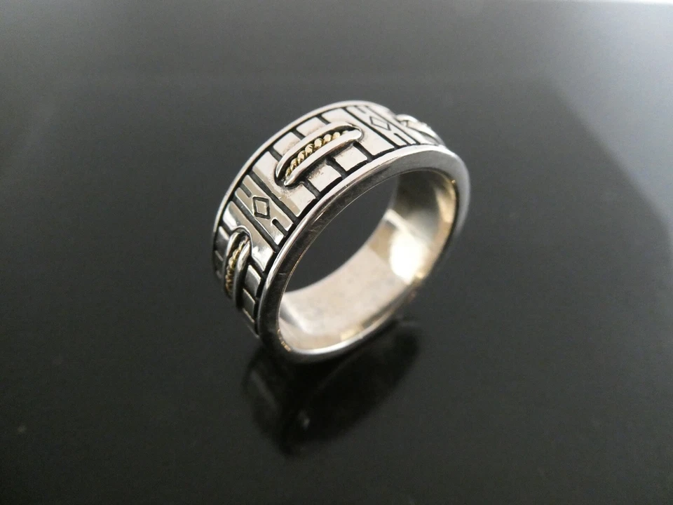 ANILLO banda para hombre CONSTANTINO de plata esterlina 925 y 18 quilates con detalles YG PERSEUS 11,5 Foto 3 de 4