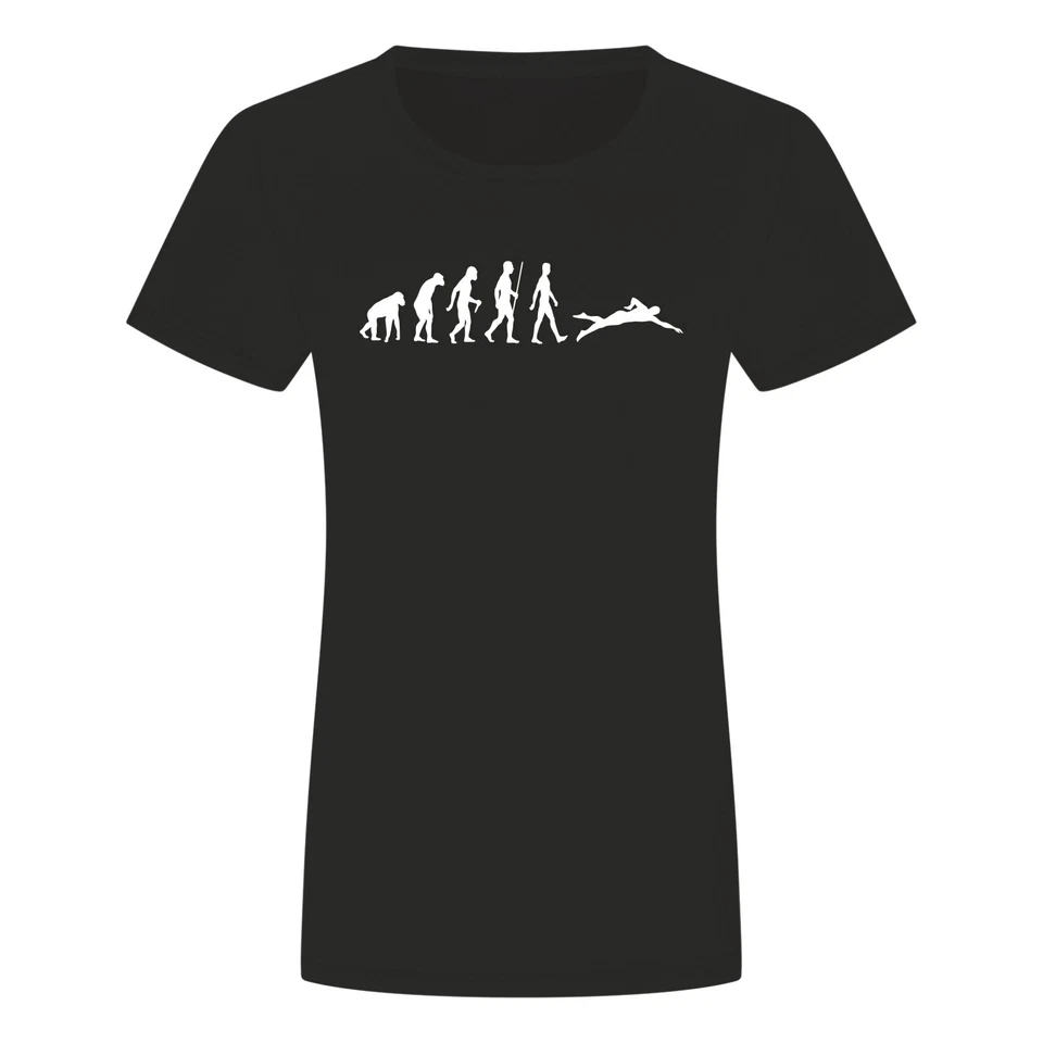 Evolution Schwimmen Damen T-Shirt - Schwimmer Schwimmbad Pool Sport - Bild 1 von 1