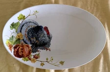 Crofton Turkey Oval Serving Platter Stoneware Thanksgiving Fall Harvest 2020