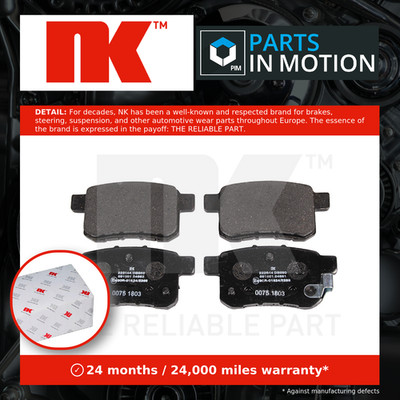 Brake Pads Set fits HONDA ACCORD CU3, CW3 2.2D Rear 08 to 15 NK 43022TL1G00 New