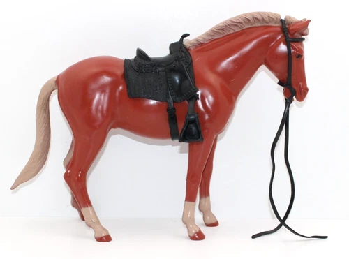 Marx Johnny West Poncho Pony Horse Great Condition w/ Saddle & Bridle Chestnut