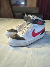 Nike Court Borough Mid 2 White Red Black Sneakers Youth Size 7 y CD7782-110