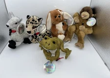 5 Coca-Cola Int’l Bean Bag Animals 1999: Frog, Llama, Cheetah, Rabbit, Orangutan