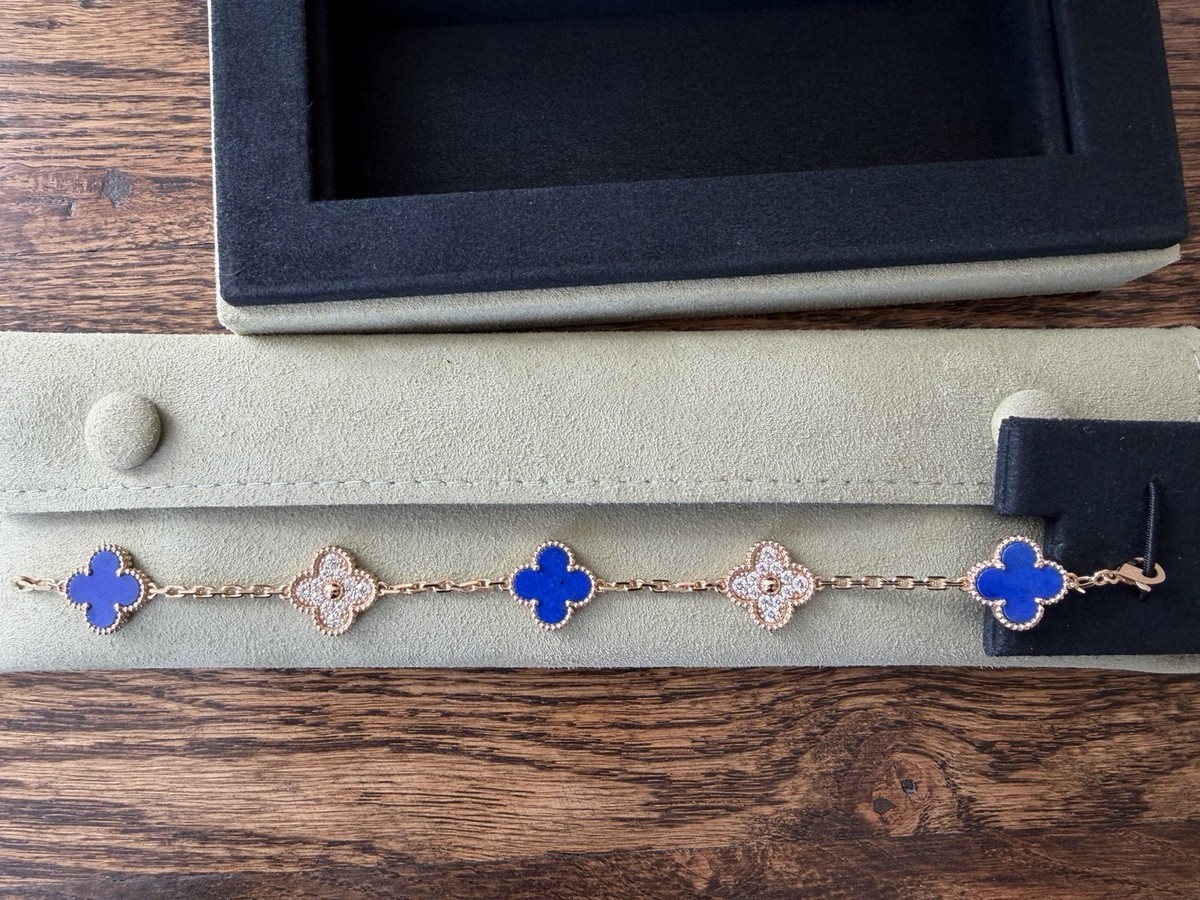 Van Cleef And Arpels Vintage Alhambra 5 Motif Lapis Lazuli