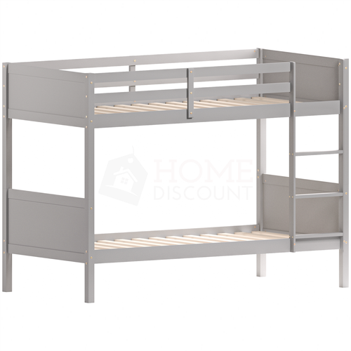 Gemini Bunk Bed Single 3 ft Solid Pine Wood Frame Bedroom Furniture Grey Kids - Picture 11 of 11
