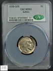 1938 D/D RPM Repunched Mintmark Buffalo Nickel 5C CACG MS 65 CAC