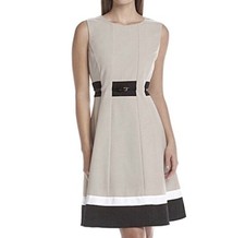 Calvin Klein Women  s Sleeveless Beige Black Dress Size 4