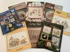 Lot Of 8 Cross Stitch Leisure Arts Cross My Heart Patterns Flowers, Birds, Dress