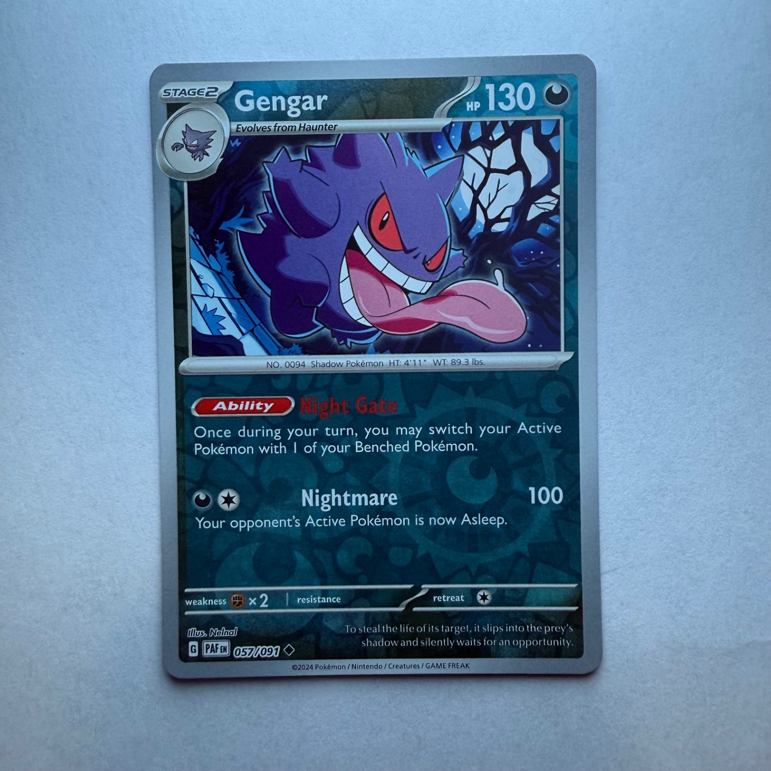 Gengar Uncommon SV: Paldean Fates 057/091 NM reverse holo