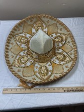 "Sombrero Charro Mexicano Vintage XL Herradura Bordado Salazar Yepez 17"""