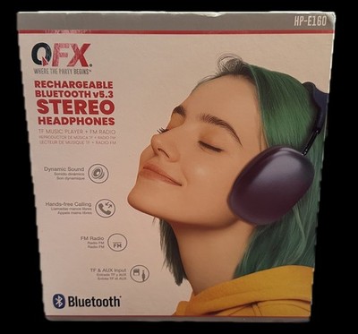 QFX Rechargeable Bluetooth Stereo Headphones HP-E160 Black