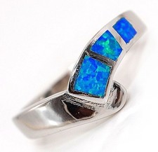 Australian Opal Inlay 925 Solid Sterling Silver Ring Jewelry Sz 8 TD2