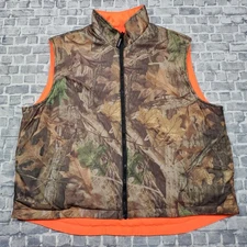 Vtg 90s Woolrich Hunting Puffer Vest Mens XL Reversible Orange Timber Camo