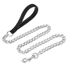 Chain Leash Metal Dog Leash Chrome Plated with Soft Padded Handle for Small D...