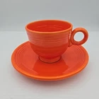 Vintage Atomic Orange Fiesta Ware Saucer and Cup Good Condition