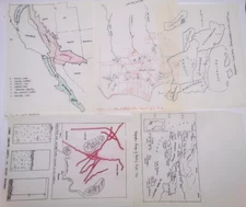Vintage Original Art California Mexico Map & Various Scene on tracing paper