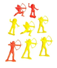 Vintage 8pc Tim Mee Toys Plastic Indians lot Figures 3"-5" Red Yellow READ