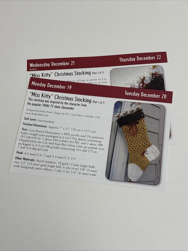 Miss Kitty Christmas Stocking Crochet Pattern Cards Pages - Image 3 of 3
