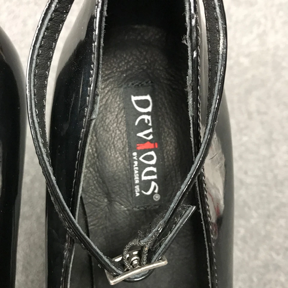 Bombas Devious by Pleaser Dagger-12 tamanho 13 preto patente 6,25" alça de tornozelo salto - Imagem 3 de 4