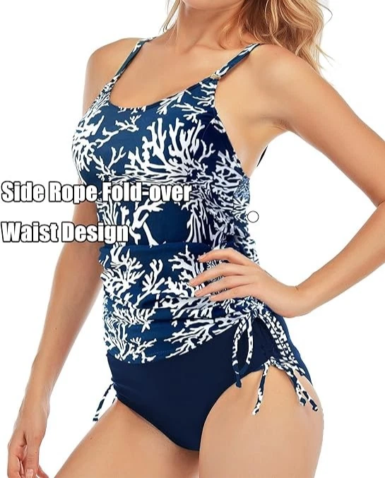 2 Piece Tummy Control High Waist Bikini Swimsuit Tankini Set Cups A-B Size M 12 - Image 4 of 4