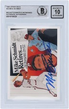 Mike Schmidt Phillies Signed 1990 Upper Deck Series1 #20 BAS 10 Card with Inscs