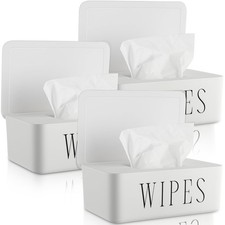 3 Pcs Large Baby Wipes Dispenser Refillable Wipe Holder with Lid Toilet Wipes...