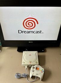 Sega Dreamcast Console System & Crazy Taxi Game (Disc Only) & Cables WORKS GREAT