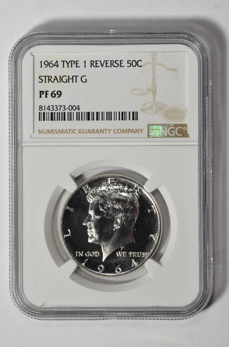 1964 50C Type 1 Straight G Silver Proof Kennedy Half Dollar NGC PF 69 New Holder