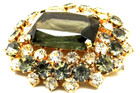 Tier 48 Rhinestones Pronged Brooch Juliani DeLizza Elster D&E Citrine Domed-4