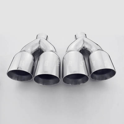 Pair Quad 3.5" Out 2.25" In Exhaust Tips 304 Stainless Steel Staggered - Foto 13