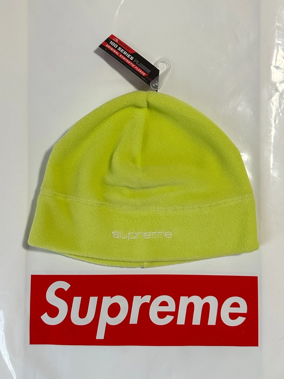 BONNET POLARTEC SUPRÊME (CAUX BRILLANTE) LOGO BOÎTE FW20 LACOSTE BURBERRY LAINE MOHAIR